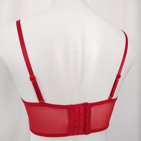 Jezebel Red Lace Convertible Underwire Push Up Balconette Bra NEW 34B - Picture 7 of 13